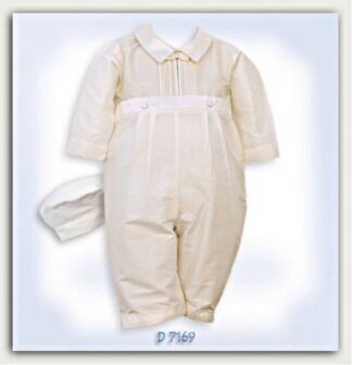 Ivory silk christening suit