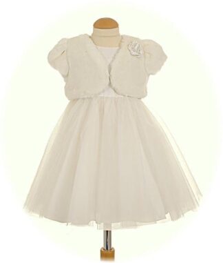 Sarah Louise christening dress with Fur Bolero